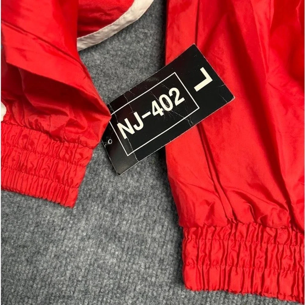 Vintage ROOKY USA Athletic‎ Red Track Jacket Full Zip White Stripe Accent Size L